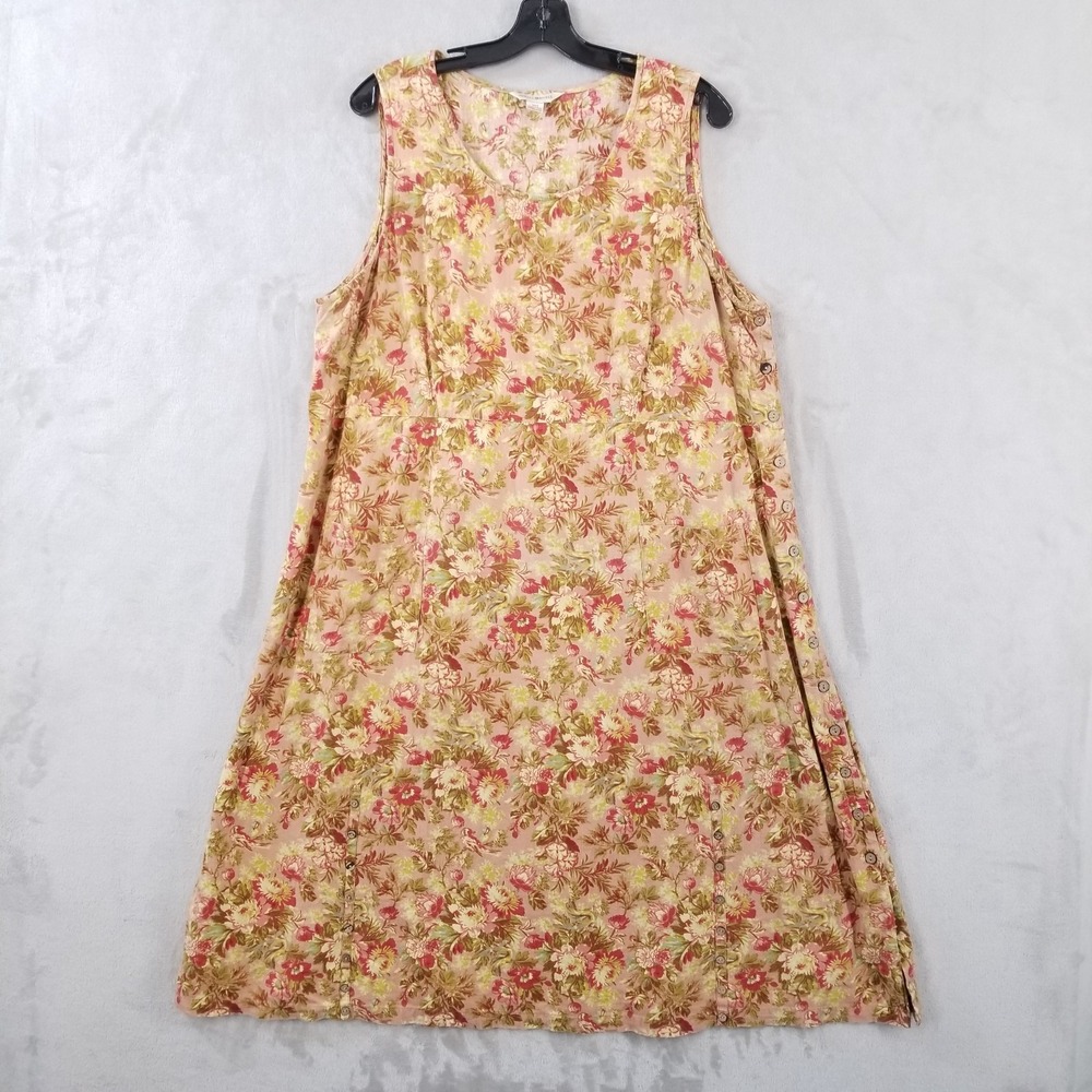 April Cornell Midi Dress Women‎ 3X/W1 Floral Sleeveless Pinafore Prairie Cottage